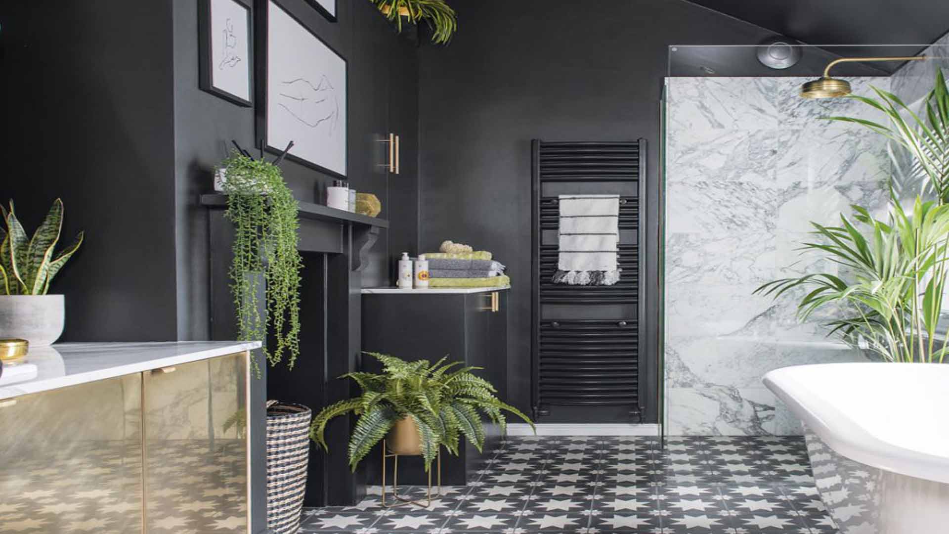 cây xanh trang trí phòng tắm