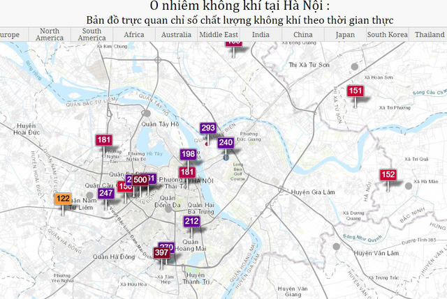 tình trạng ô nhiễm không khí ở Hà Nội